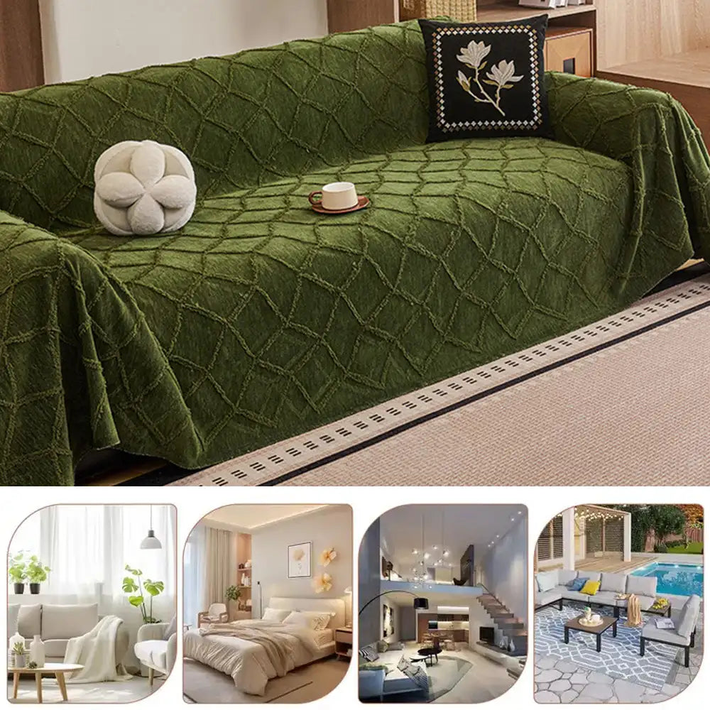 Retro Jungle Jacquard Chenille Anti-Scratch Sofa Protector Couch Cover
