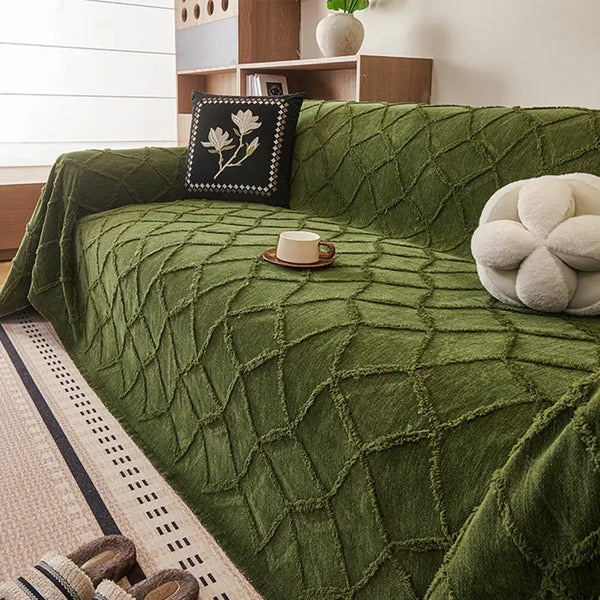 Retro Jungle Jacquard Chenille Anti-Scratch Sofa Protector Couch Cover