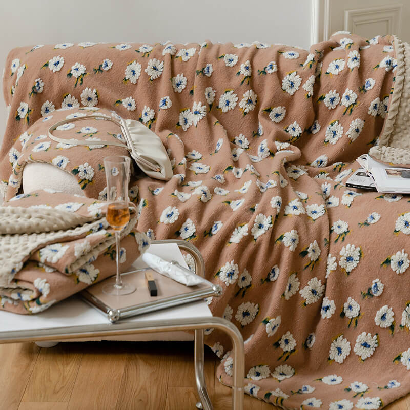 Romantische warme Decke aus Jacquard-Fleece und Minky, große Überwurfdecke für menschliche Haustiere