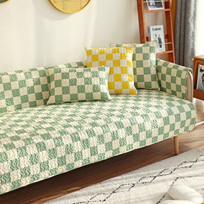Housse de canapé en damier coloré anti-rayures pour meubles