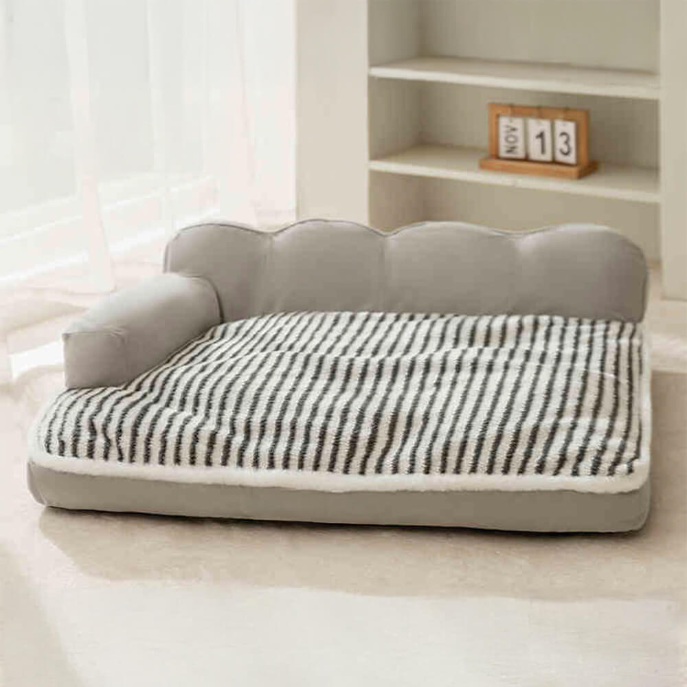 Striped Full Support Comfortable Skin-friendly Washable Orthopedic Dog Sofa Bed