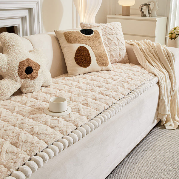 Cubierta de sofá anti-deslizamiento de muebles cuadrados a cuadros suaves suaves