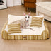 Plush Warm Stripe Orthopedic Dog & Cat Sofa Bed With Pillows- Grove Couch