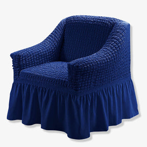 Seersucker Armchair Cover Full-wrapped Stretch Couch Cover with Ruffle Skirt