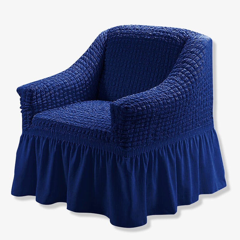 Housse de fauteuil en seersucker Housse de canapé extensible entièrement enveloppée avec jupe à volants