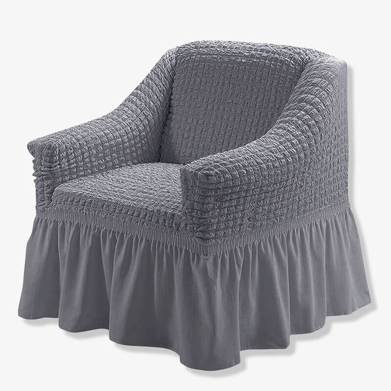 Housse de fauteuil en seersucker Housse de canapé extensible entièrement enveloppée avec jupe à volants