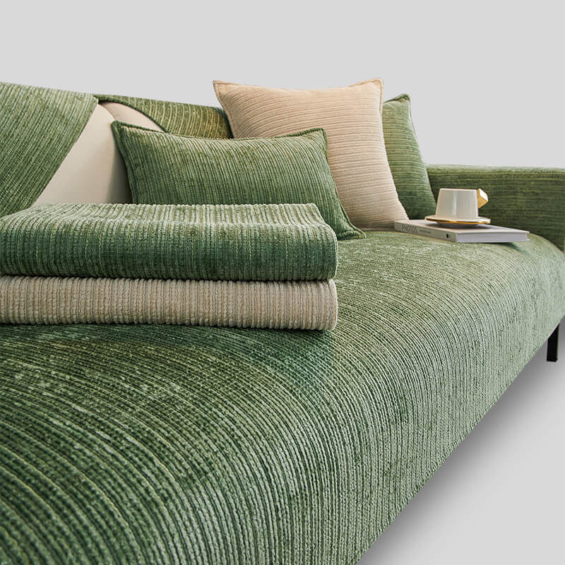 Capa de sofá protetora simples e resistente a arranhões em chenille de cor sólida