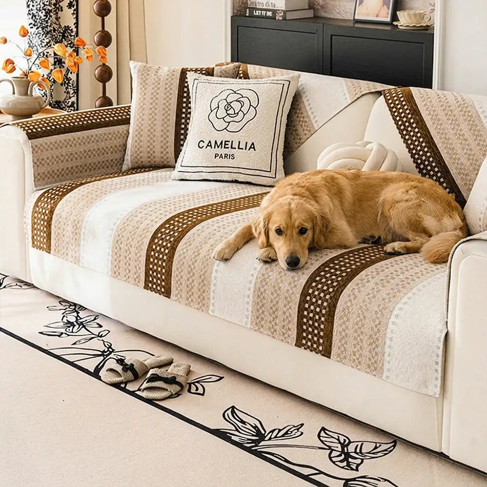 Skin-Friendly Breathable Chenille Sofa Protection Scratch-Resistant Non-Slip Couch Cover