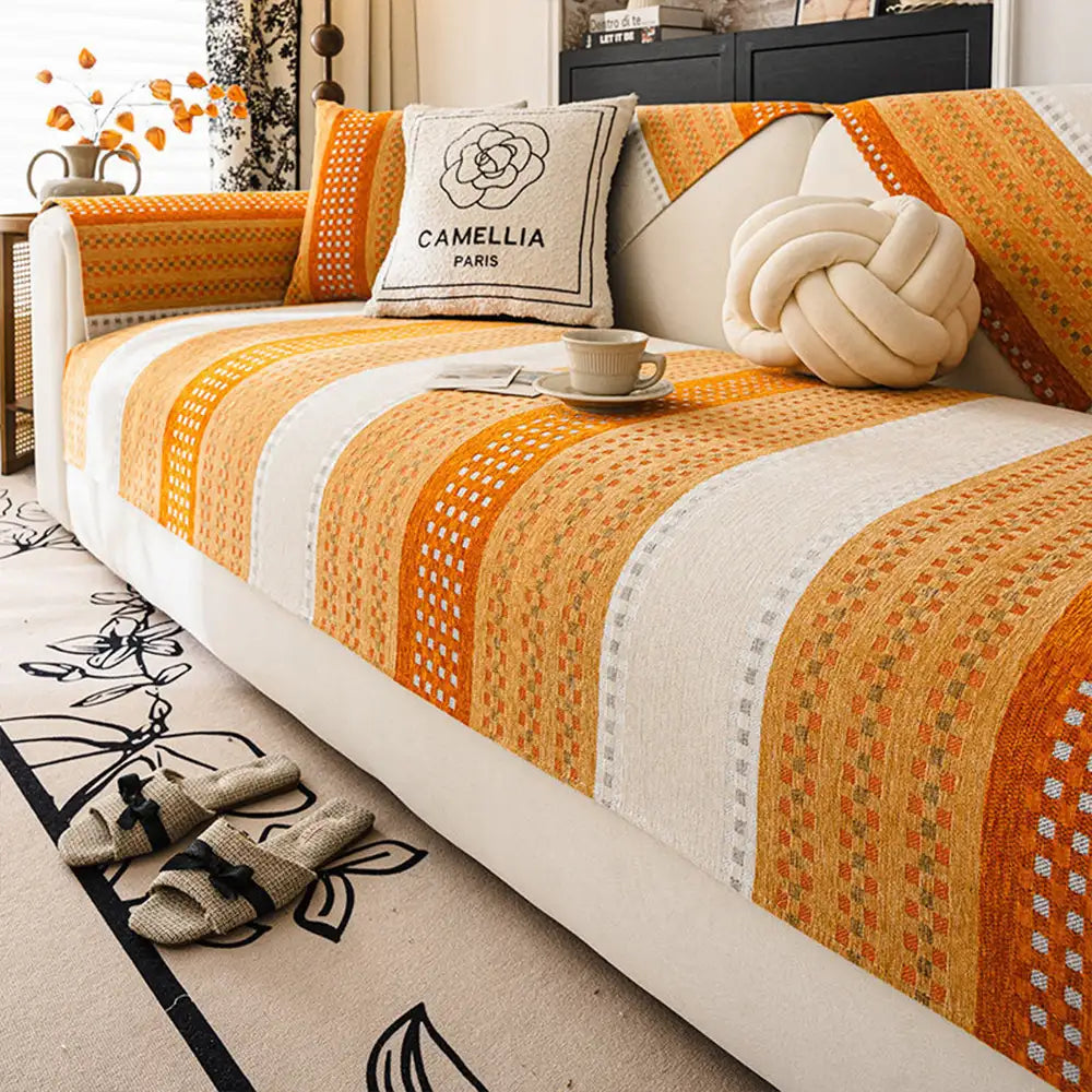 Skin-Friendly Breathable Chenille Sofa Protection Scratch-Resistant Non-Slip Couch Cover