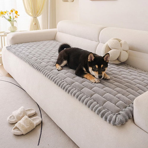 Soft Brick Pattern Quilted Dog Mat Non-Slip Couch Cover