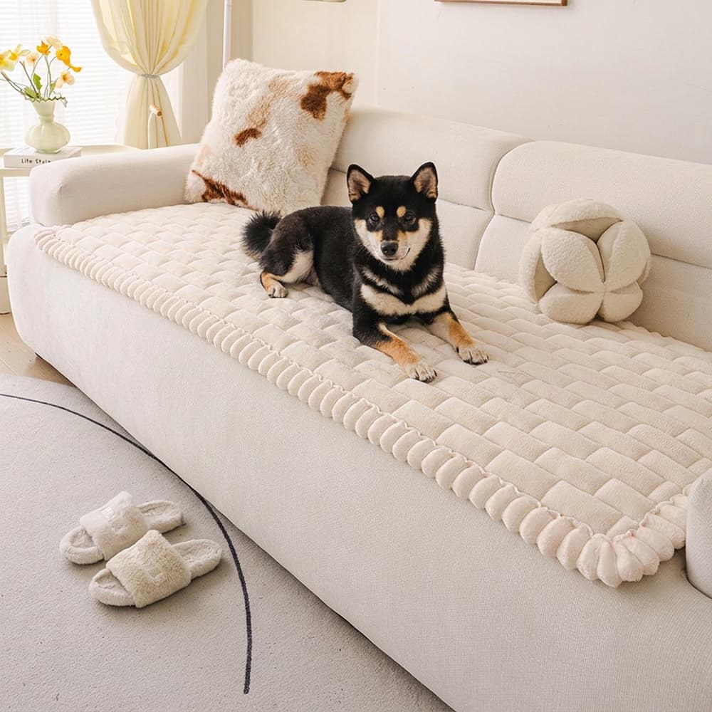 Soft Brick Pattern Quilted Dog Mat Non-Slip Couch Cover
