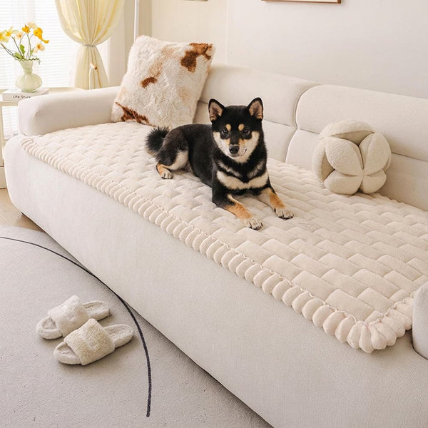 Soft Brick Pattern Quilted Dog Mat Non-Slip Couch Cover