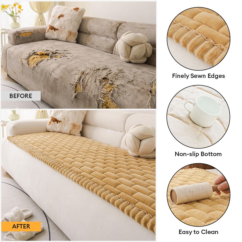Soft Brick Pattern Quilted Dog Mat Non-Slip Couch Cover