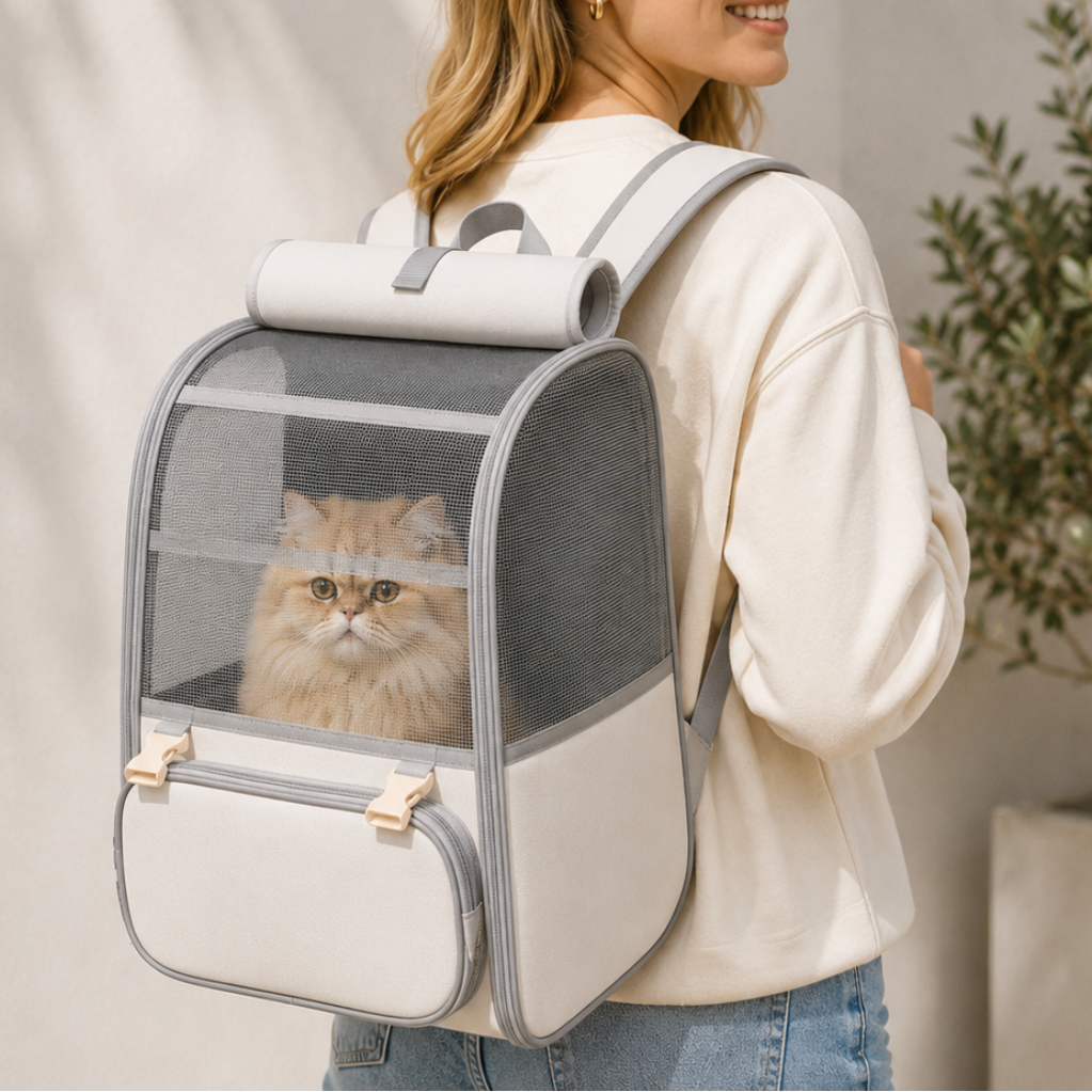 Spacious Lightweight Cat Carrier Backpack with Transparent Window