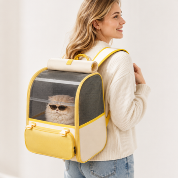 Spacious Lightweight Cat Carrier Backpack with Transparent Window