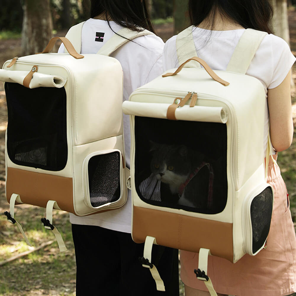 Funnyfuzzy Square Breathable Foldable Portable Designer Pet Carrier Cat Backpack