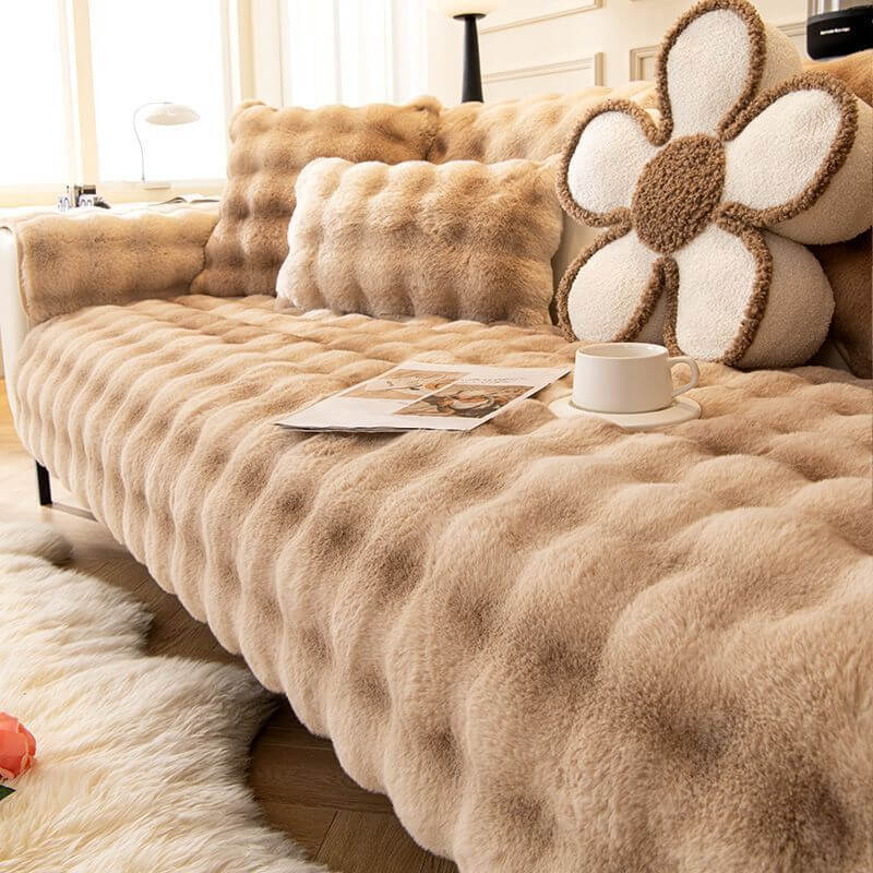 Capa de sofá lavável com decoração de casa de pelúcia gradiente elegante
