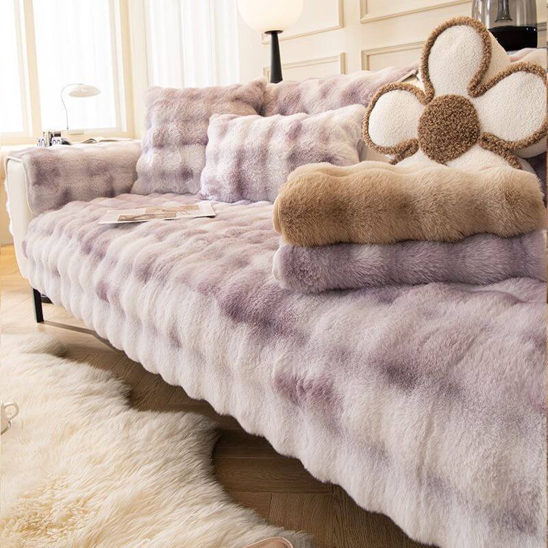 Cosy Plush Solid Colour Non-Slip Couch Cover, Super Cozy Plush Sofa Cover  Cushion, Washable Winter Soft Furniture Protector Sofa Slipcovers