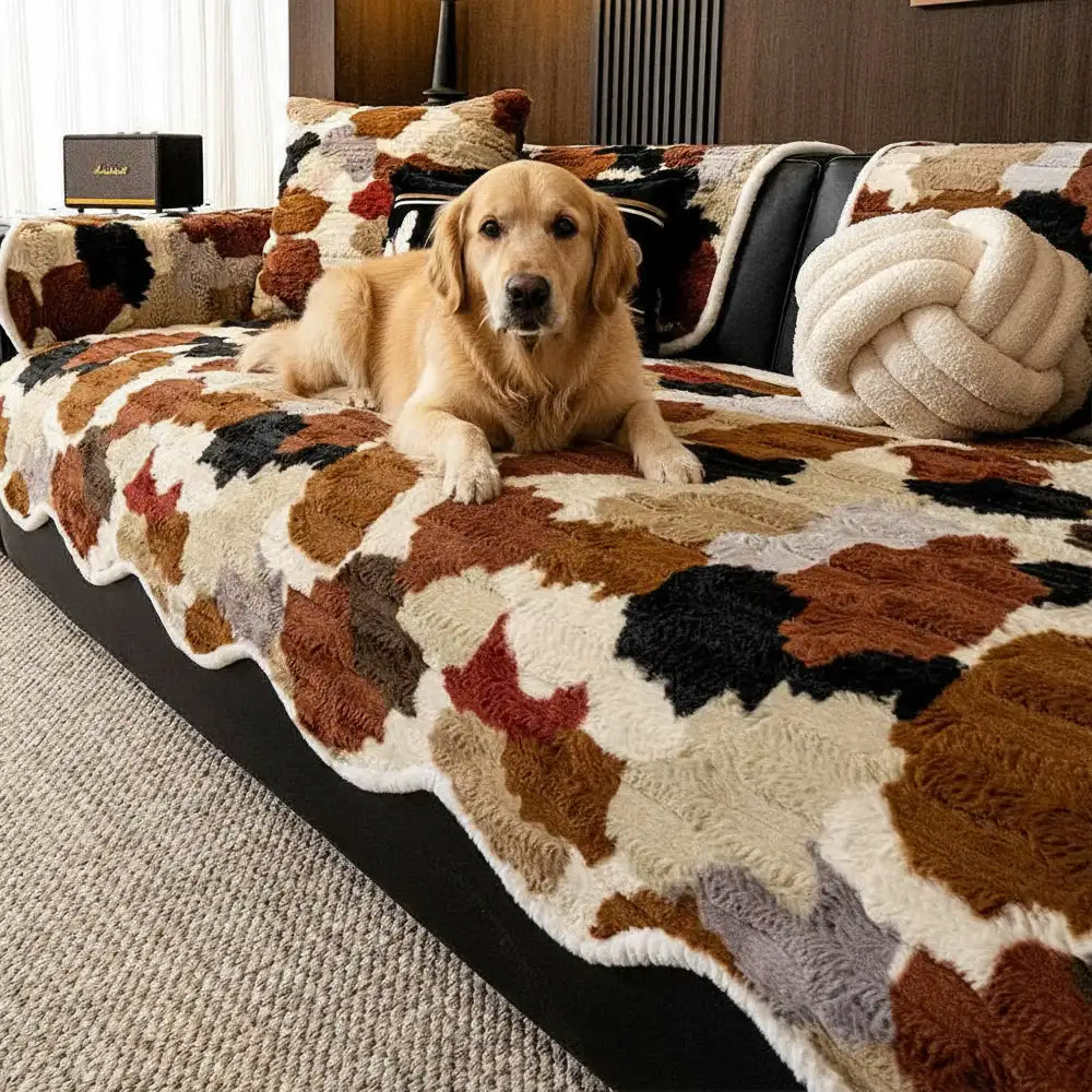Stylish Color-Blocked Faux Rabbit Fur Soft Non-Slip Irregularly Shaped ...