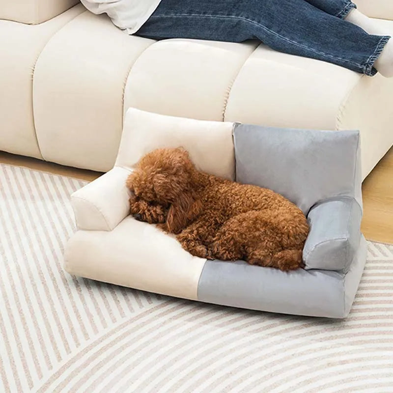 Sofá-cama elegante de pelúcia para cães e gatos de duas cores