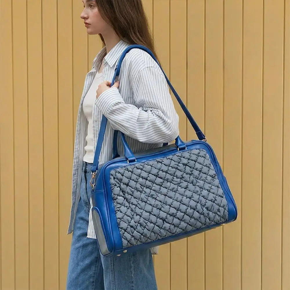 Stylish Quilted Patchwork Breathable Lightweight Pet Carrier Bag Dog Cat Carrier
