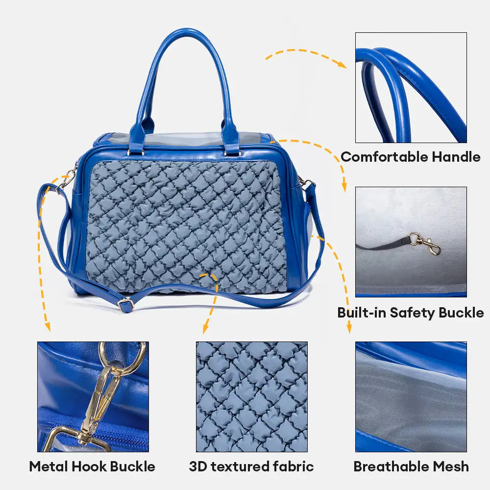 Stylish Quilted Patchwork Breathable Lightweight Pet Carrier Bag Dog Cat Carrier