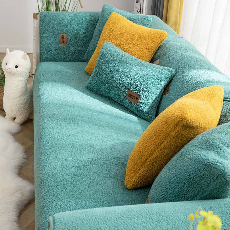 Solid Color Non-slip Sofa Cover Thicken Plush Couch Cushion Combination Sofa  Towel for Living Room Furniture Modern Home Decor