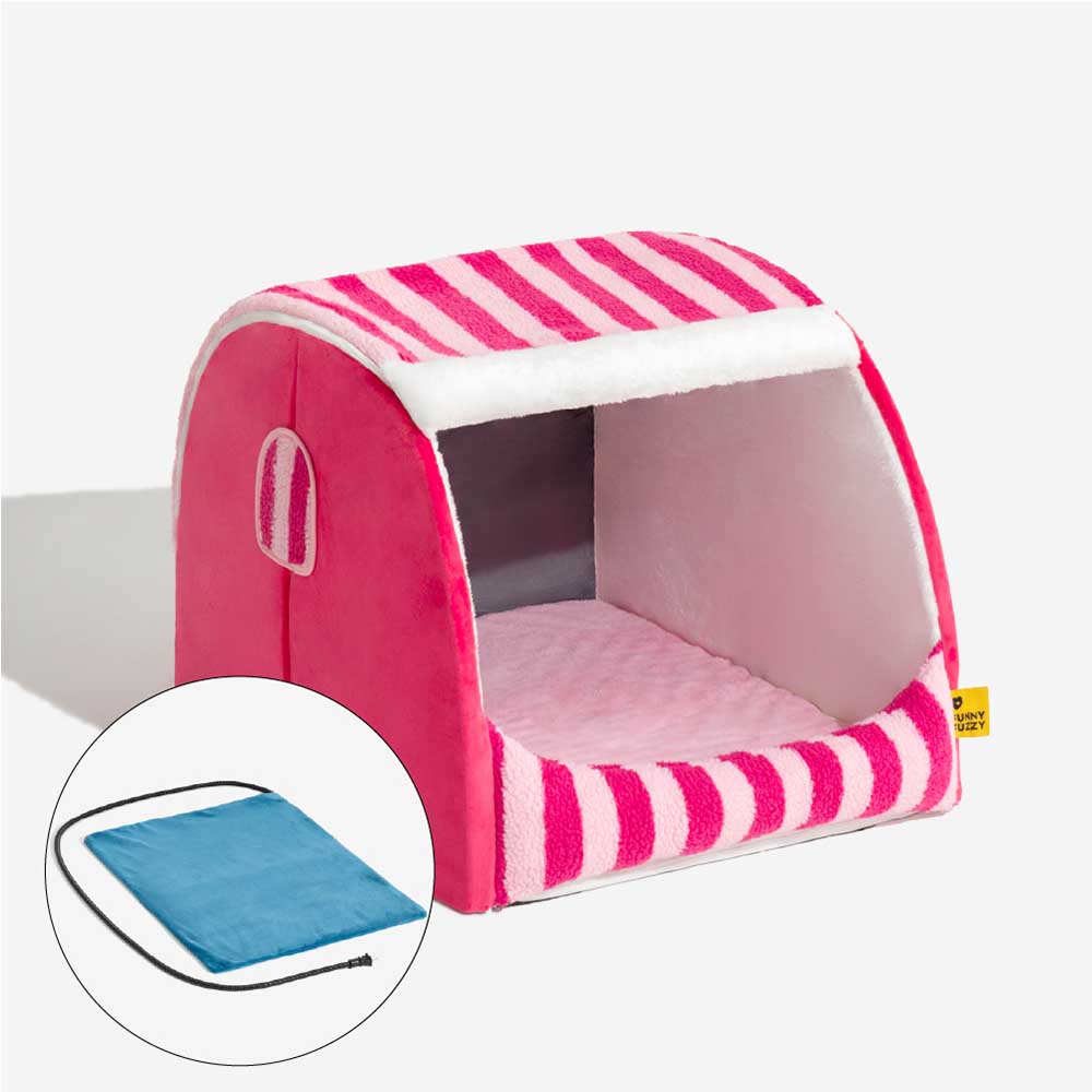 Trendy Striped House Orthopedic Dog Bed - Cozy Hideaway