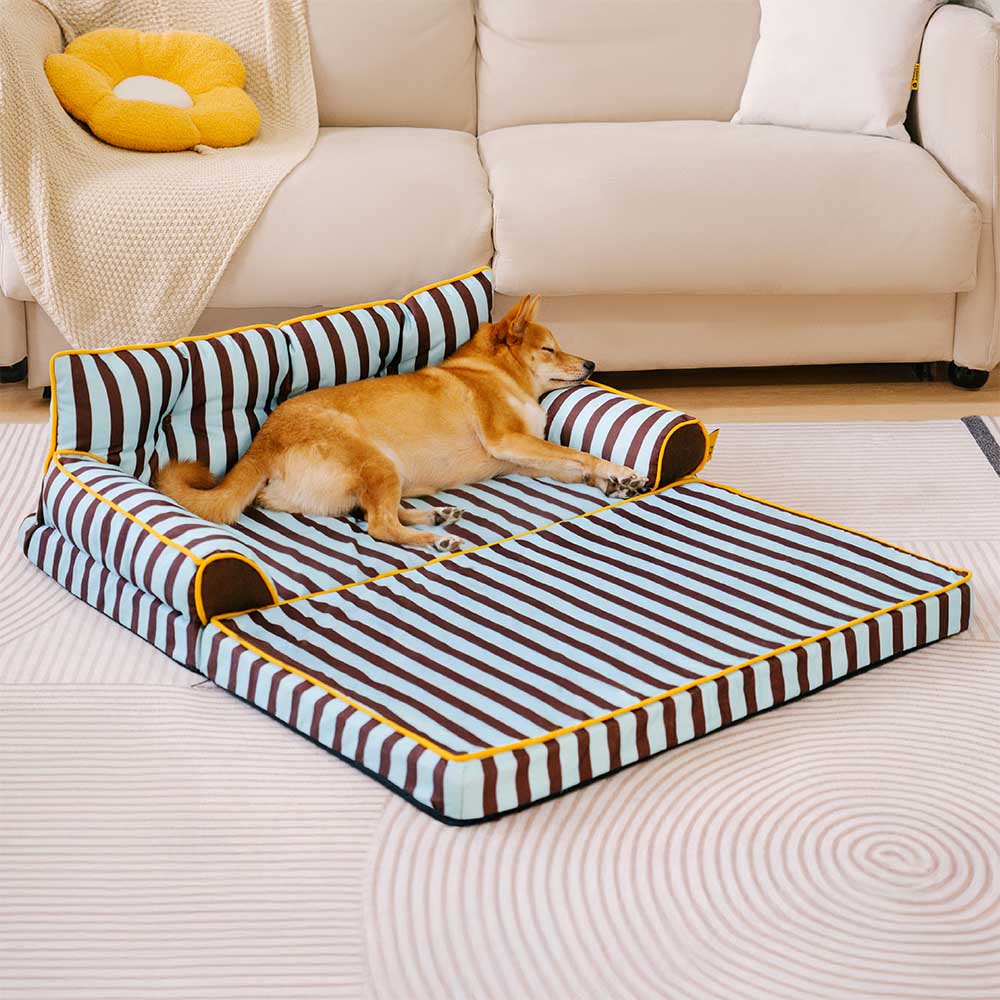 Stripe Waterproof Foldable Dog Sofa Bed - Sunny Siesta