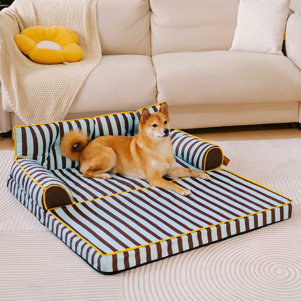 Stripe Waterproof Foldable Dog Sofa Bed - Sunny Siesta