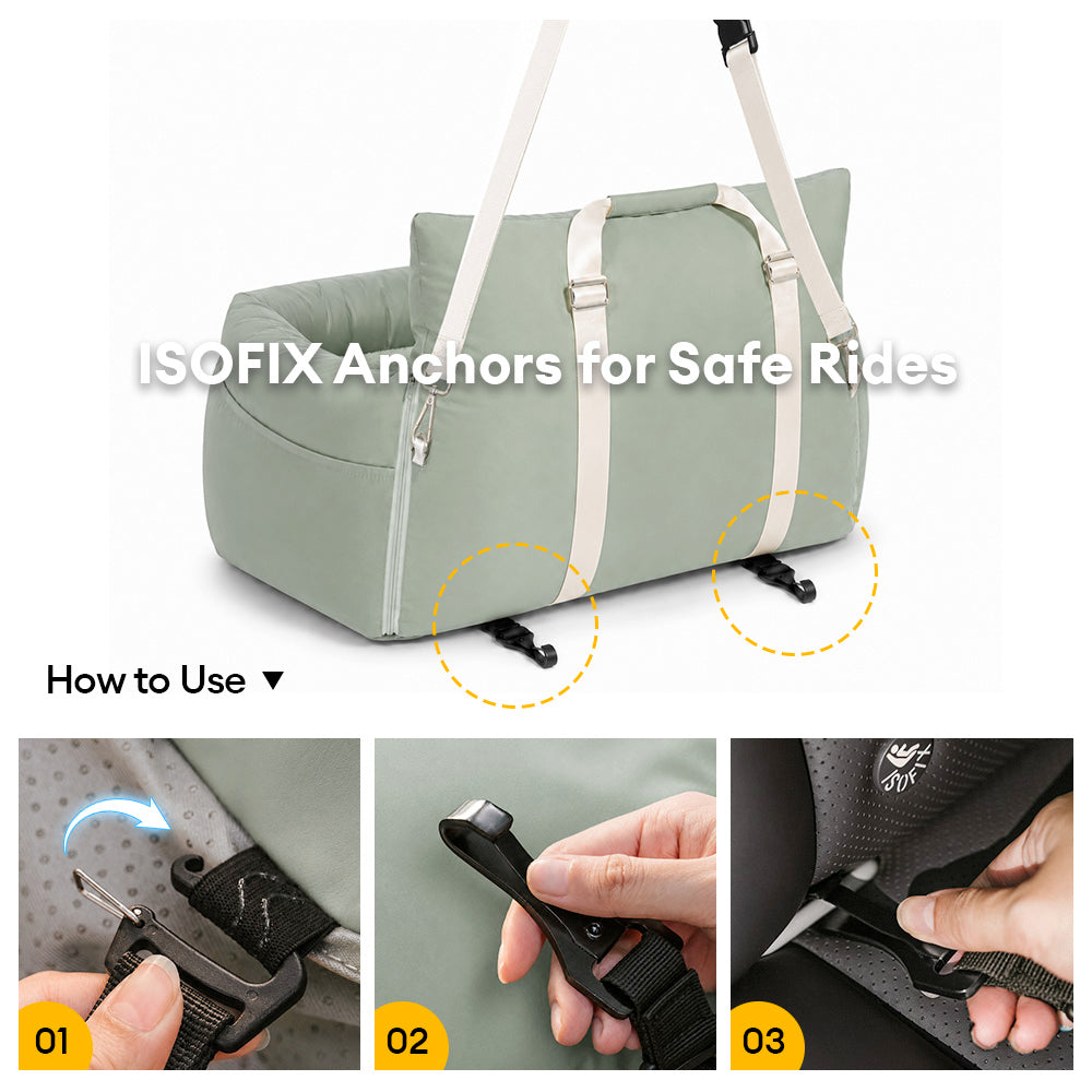 Waterproof ISOFIX Dog Car Seat Bed with LATCH System - First Class