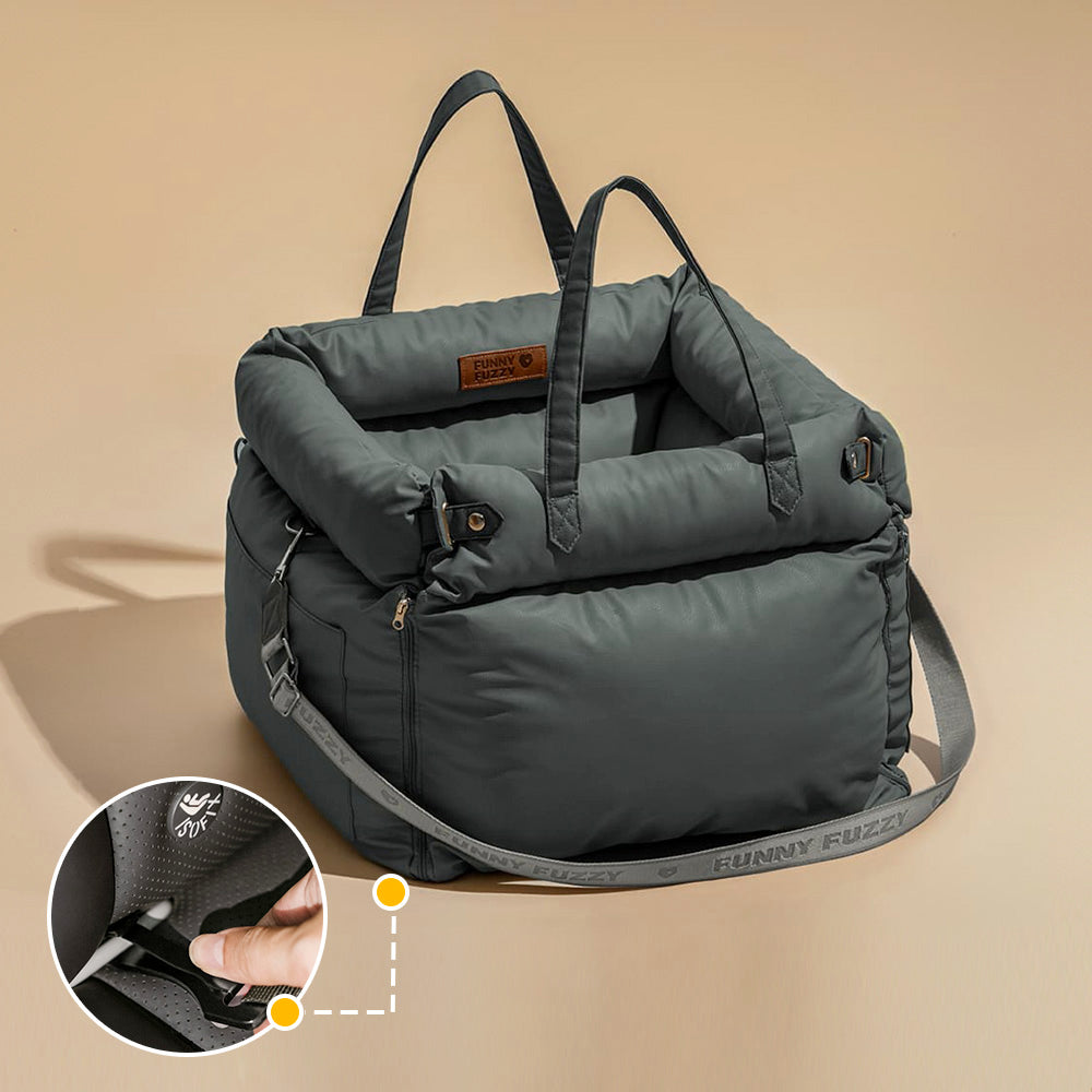 Lit rehausseur de luxe pour siège d'auto pour chien en similicuir - Urban Voyager
