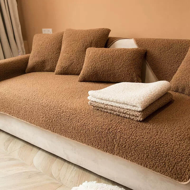 Ultraweicher Teddy-Fleece-warmer, rutschfester Couchbezug