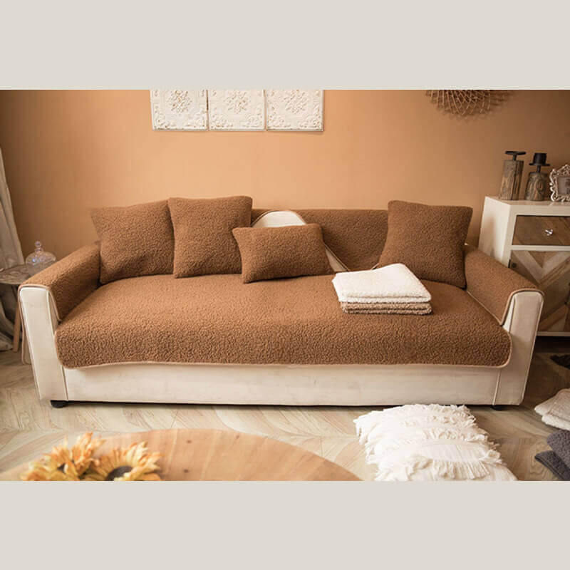 Ultrasoft Teddy Fleece Warm Non-Slip Couch Cover