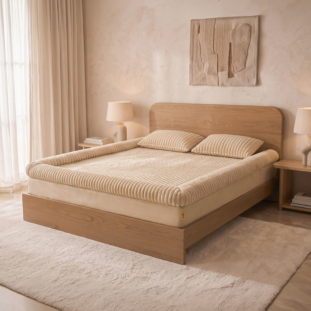Plush Ribbed Bolster Fitted Sheet Mattress Cover - Cozy Nest