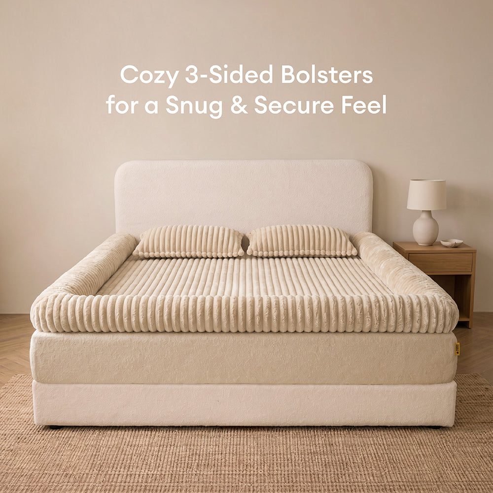 Plush Ribbed Bolster Fitted Sheet Mattress Cover - Cozy Nest