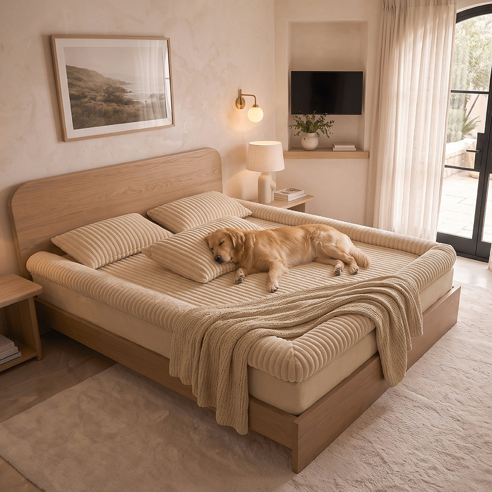 Plush Ribbed Bolster Fitted Sheet Mattress Cover - Cozy Nest