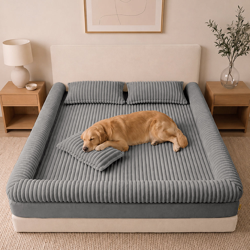 Plush Ribbed Bolster Fitted Sheet Mattress Cover - Cozy Nest