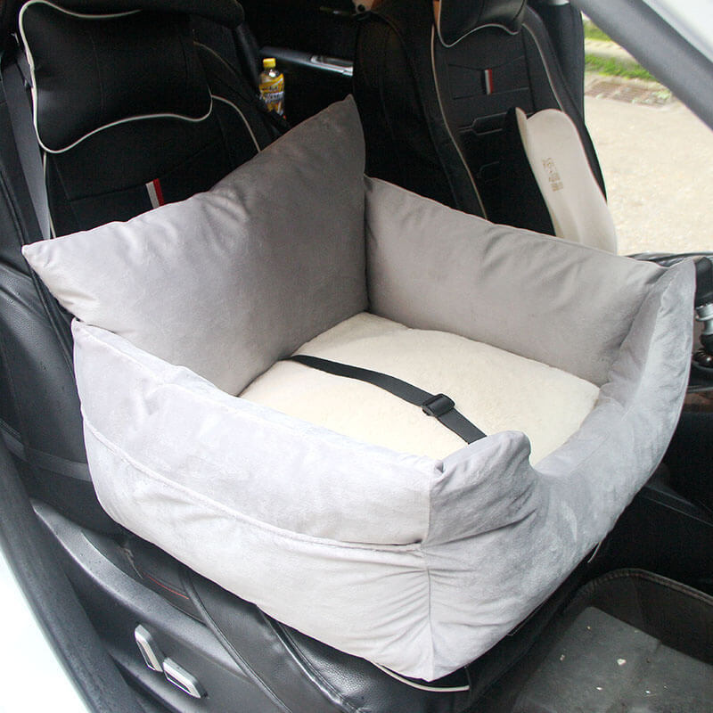 Velvet Fabric Removable & Washable Safety Large Dog Car Seat Bed