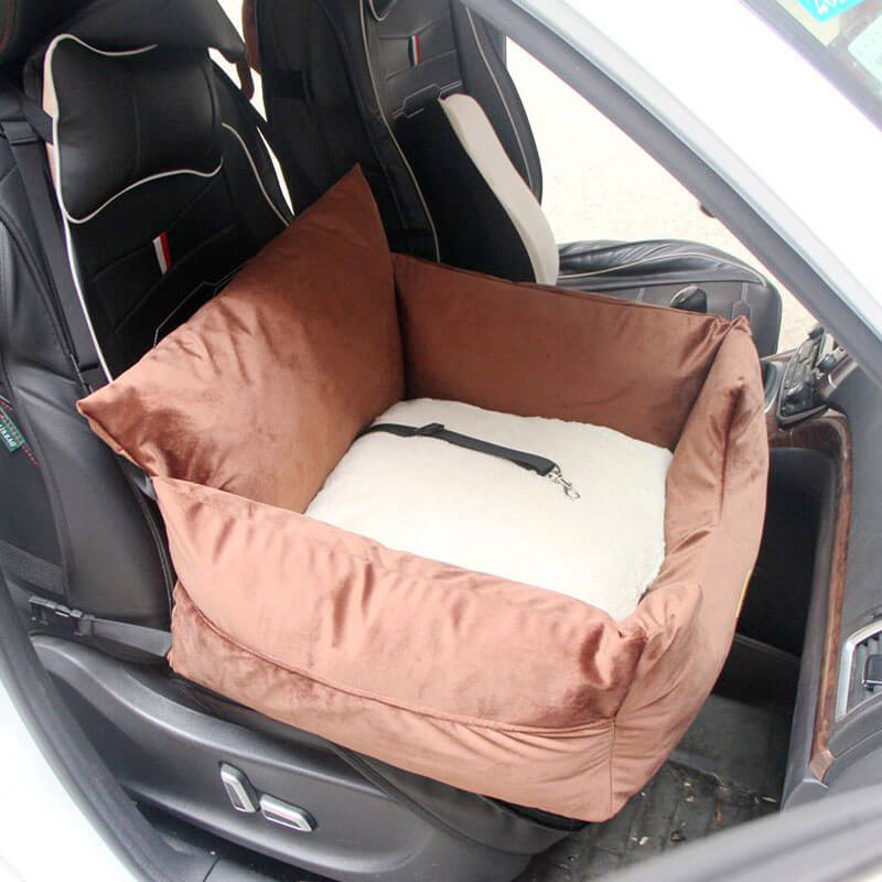 Abnehmbares und waschbares Sicherheits-Autositzbett für große Hunde aus Samtstoff
