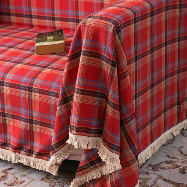 Vintage Christmas Style Plaid Blanket Full Wrap Couch Cover FunnyFuzzy