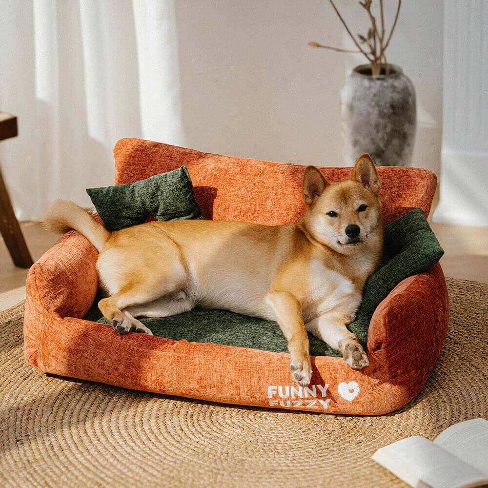 Sofá cama para perros y gatos de tela de chenilla de estilo vintage