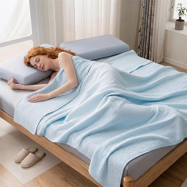 Waffle Ice Silk Cooling Double Sided Cold Effect Summer Blanket