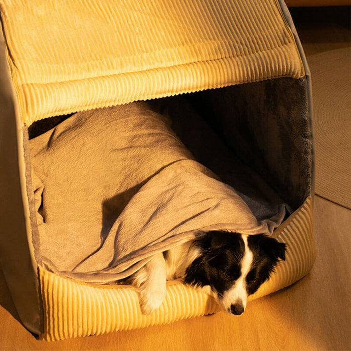 Tan 18-inch Large Dog Bed Tent with Soft Fleece Linning main image 0
