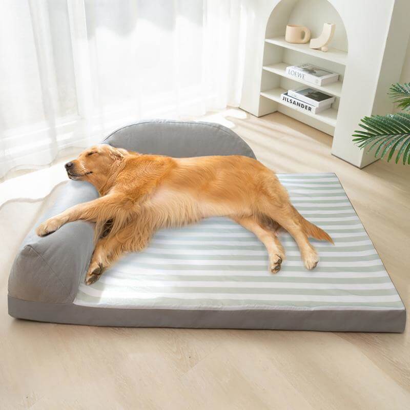 Cama espreguiçadeira listrada à prova d'água grande cama para cachorro refrigerada