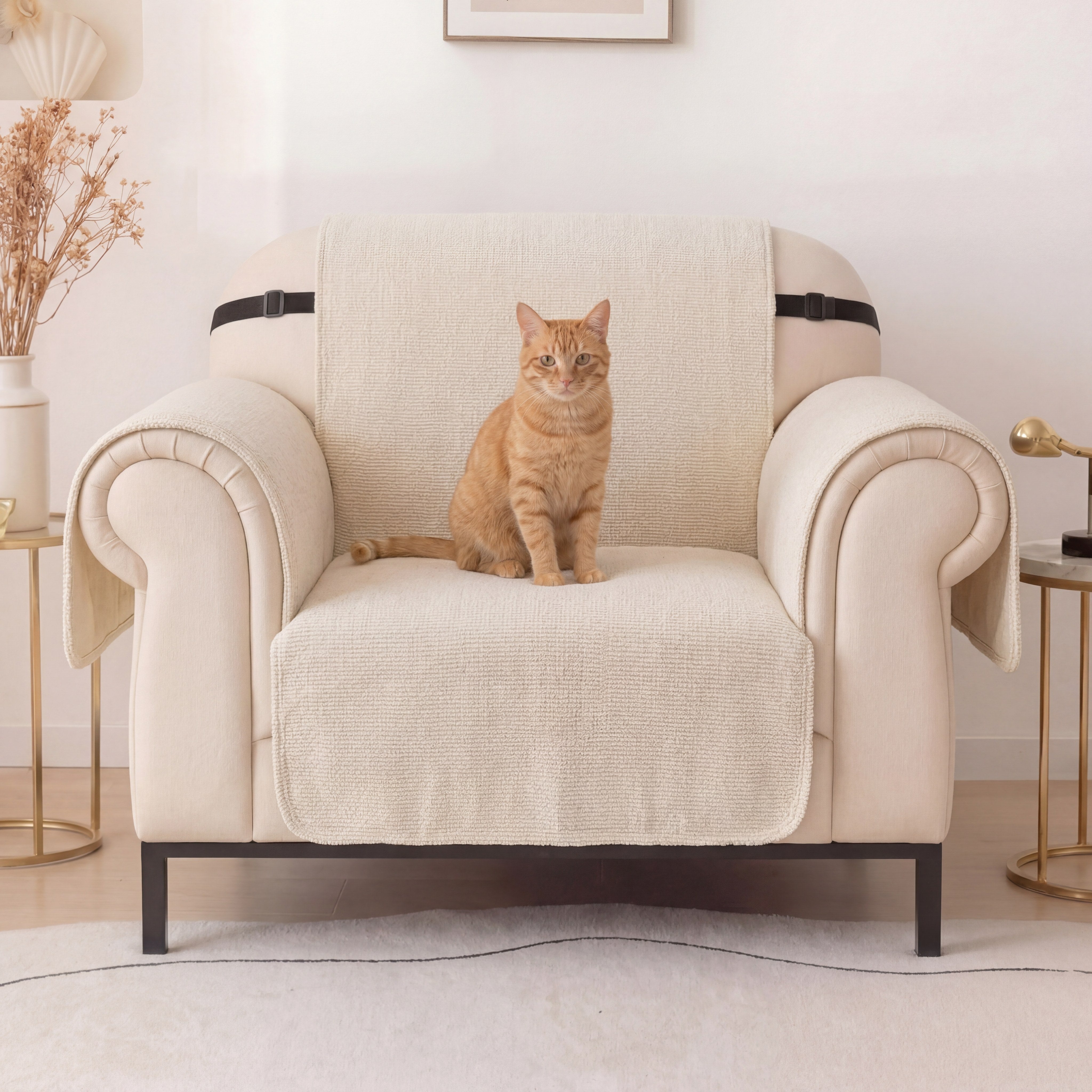 One-Piece Chenille Scratch-Resistant Durable Water-Repellent Non-Slip Recliner Chair Covers