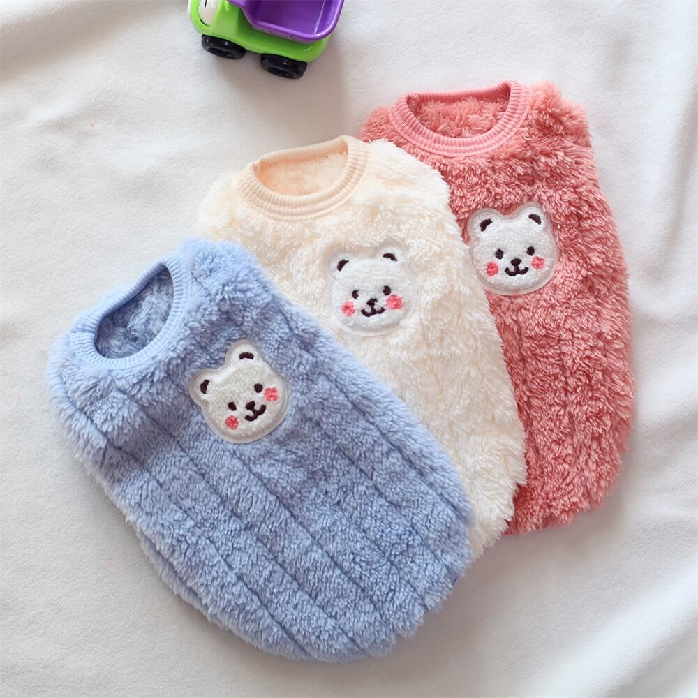 Adorable Fuzzy Bear Dog Sweater - Soft and Cozy for Winter Comfort