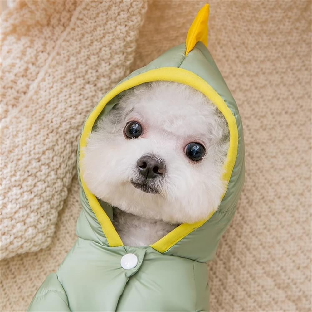 Dinosaur Hooded Dog Jacket – Fun and Cozy Winter Wear