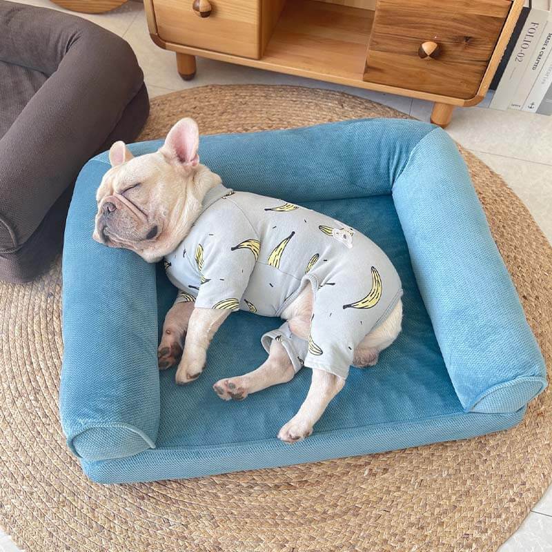 Canapé-lit carré amovible pour chien entièrement enveloppé