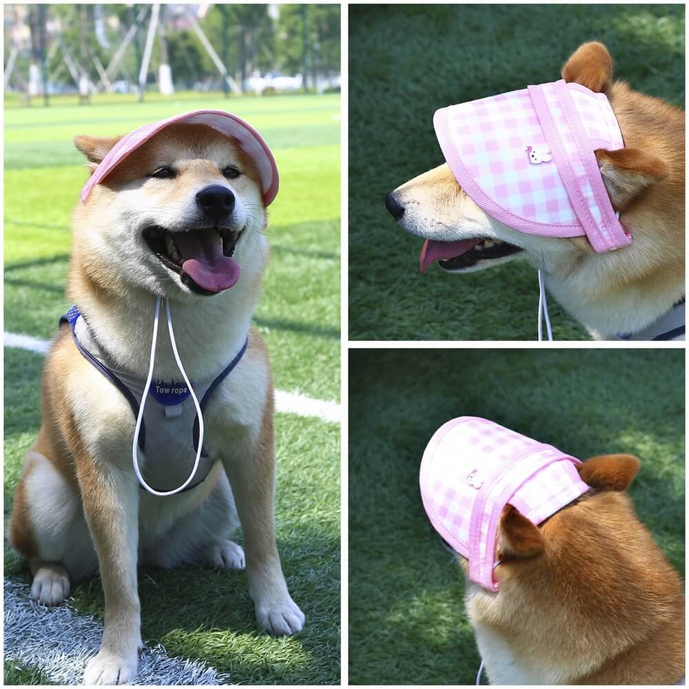 Sombrero para el sol a cuadros al aire libre para perros - Gorra de béisbol para protección solar